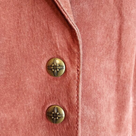Live a Little Suede Leather Jacket Women's M Rose Pink Snap Front Lined Y2K VTG - Picture 3 of 16